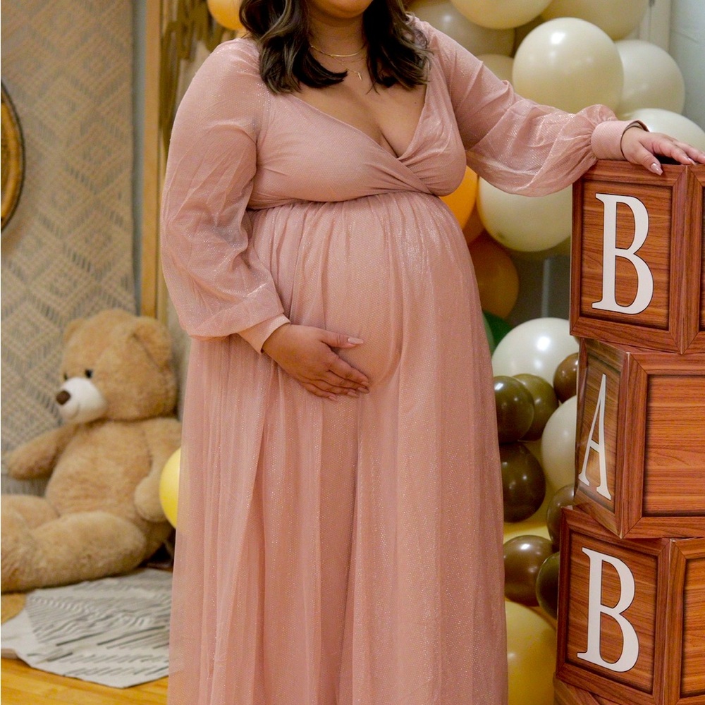 Baltic Born Octavia Shimmer | Elegant Pink Maternity Gown